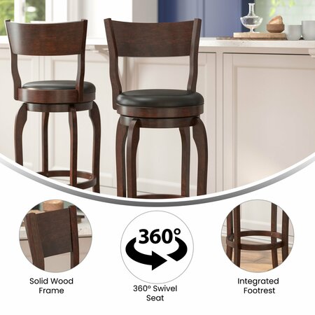 Flash Furniture Nichola Classic Open Back Swivel Pub Barstool w/Wood Frame & LeatherSoft Seat, Espresso/Black ES-NT2-29-ESP-GG